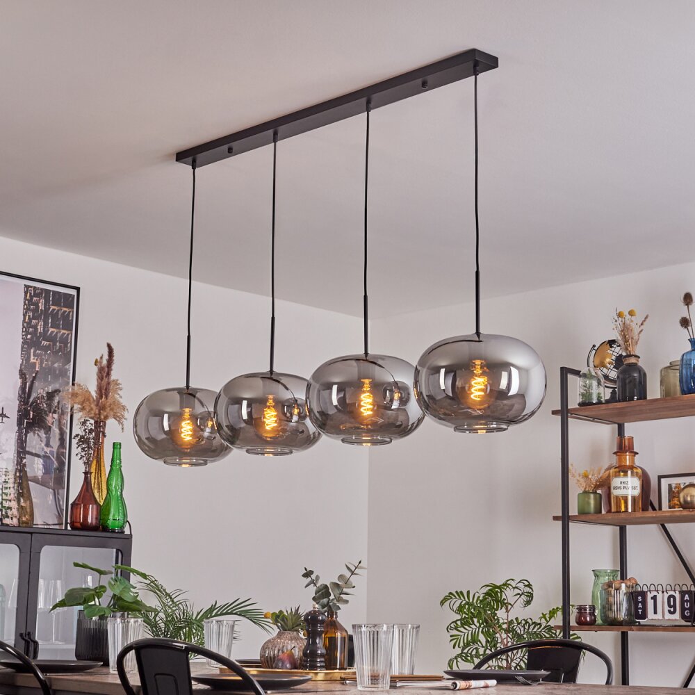 Apedo Hanger - Glas 30 cm Rookkleurig, 4-lichts