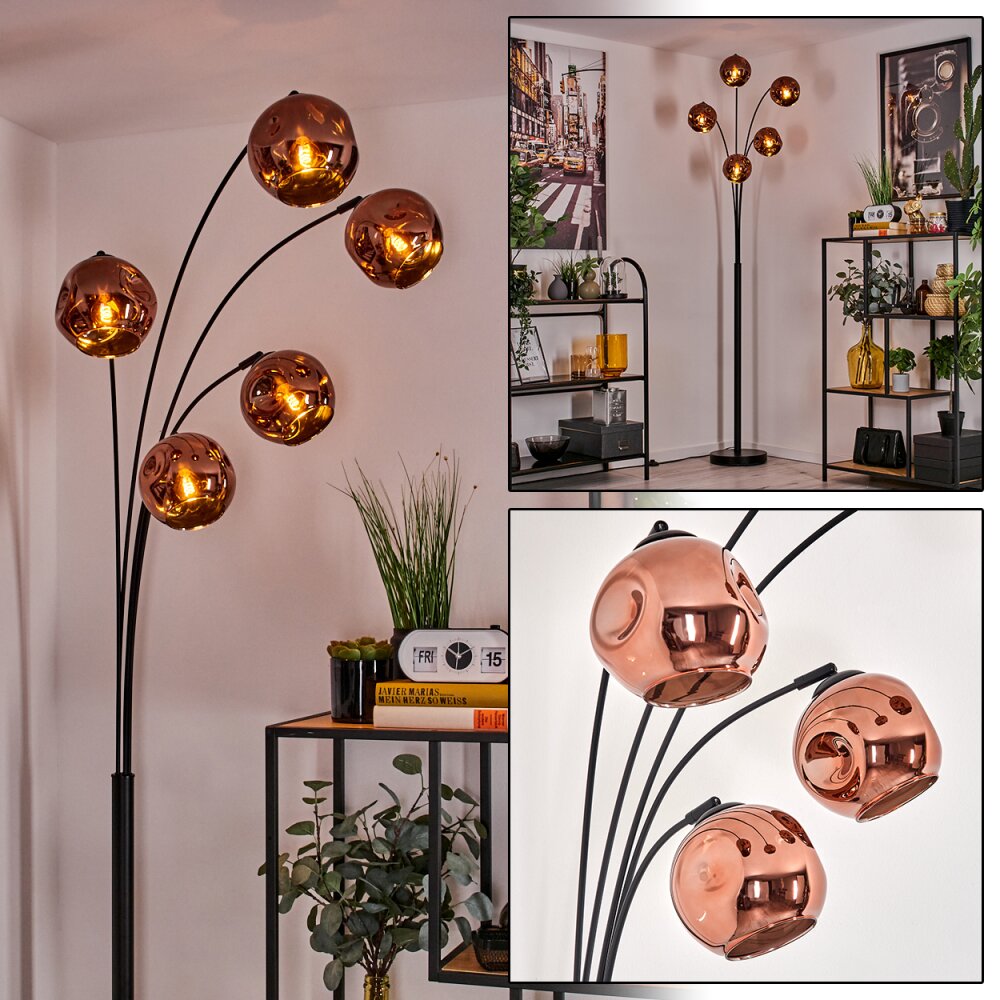 Ripoll Staande lamp - Glas 15 cm Koperkleurig, 5-lichts main product photo
