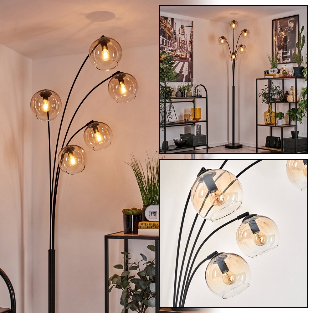 Koyoto Staande lamp - Glas 15 cm Amber, Duidelijk, 5-lichts main product photo