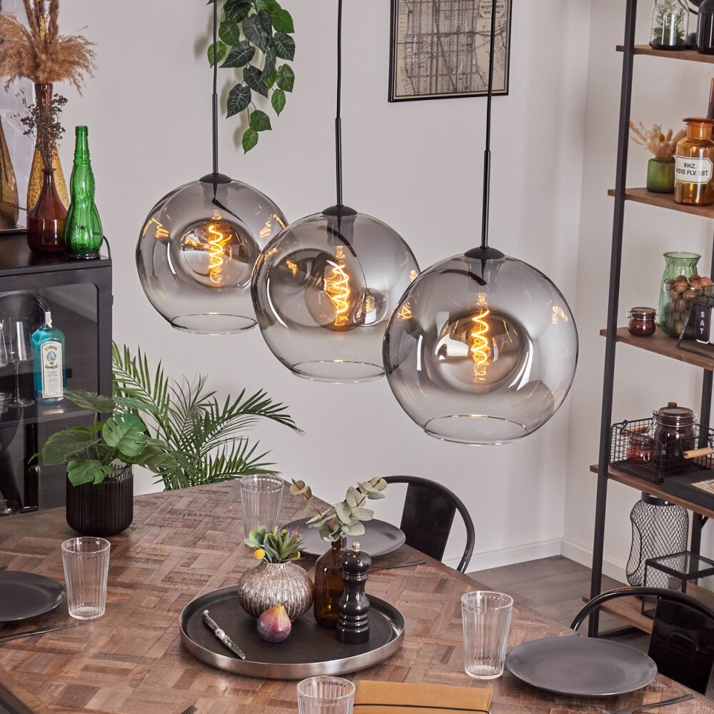Ripoll Hanger - Glas 30 cm Duidelijk, Rookkleurig, 3-lichts main product photo