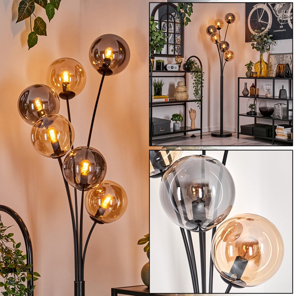 Gastor Staande lamp - Glas 15 cm Amber, Rookkleurig, 6-lichts main product photo