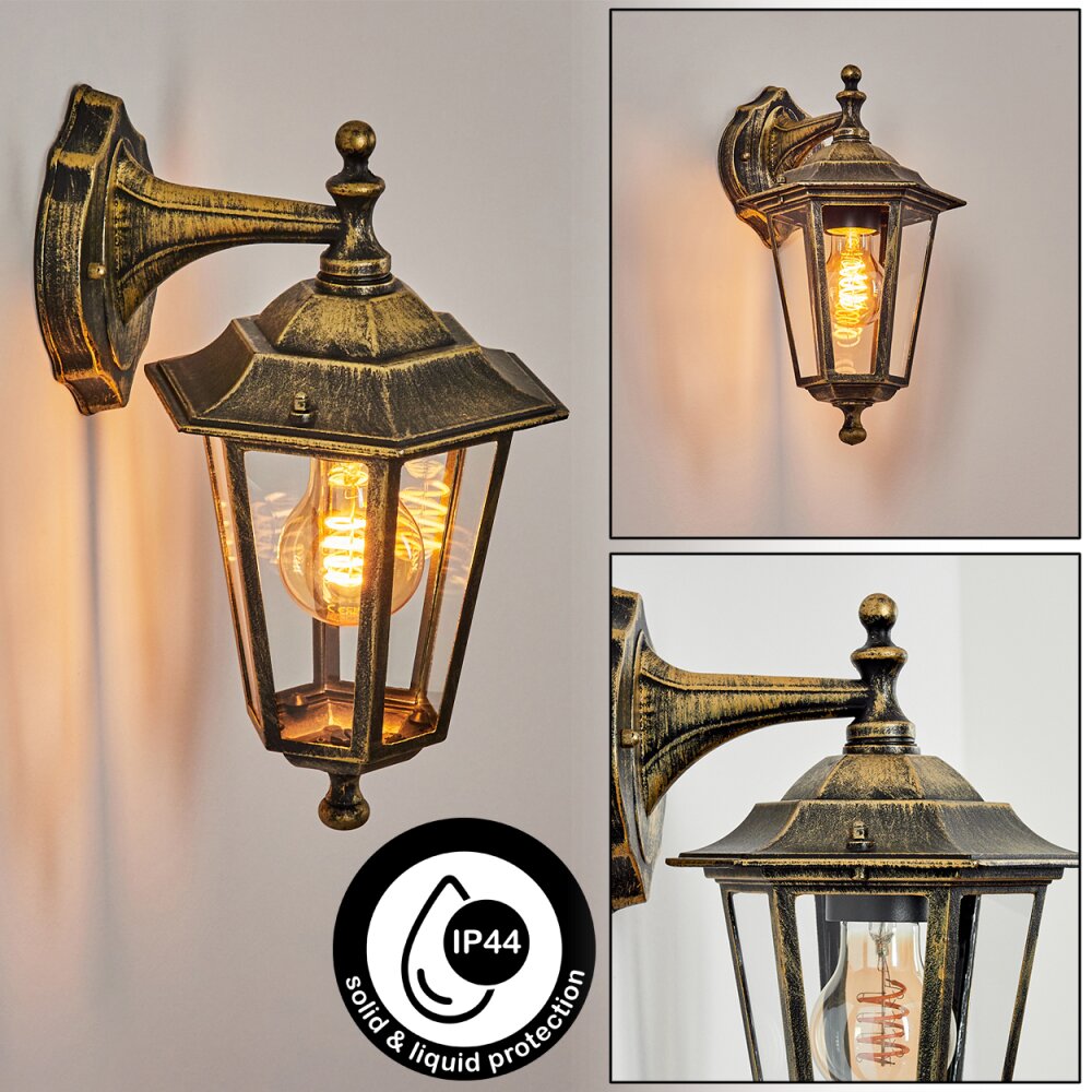 Loria Buiten muurverlichting Goud, Zwart, 1-licht main product photo