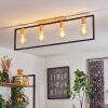 Bergo Plafondlamp houtlook, Natuurlijke kleuren, Zwart, 4-lichts