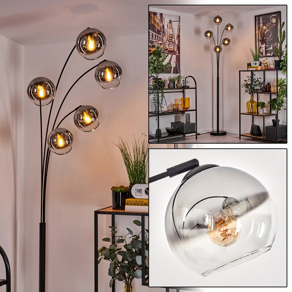 Koyoto Staande lamp - Glas 15 cm Chroom, Duidelijk, 5-lichts main product photo