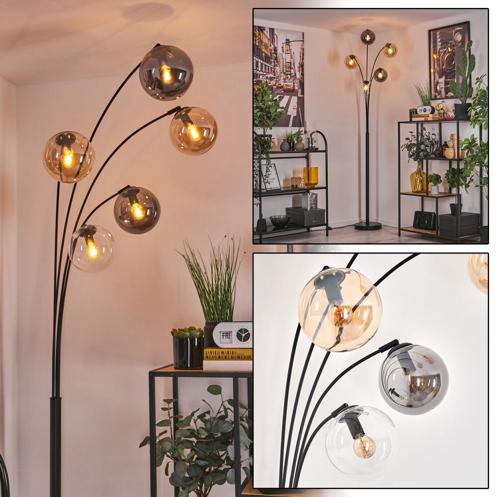 Koyoto Staande lamp - Glas 15 cm Amber, Duidelijk, Rookkleurig, 5-lichts main product photo