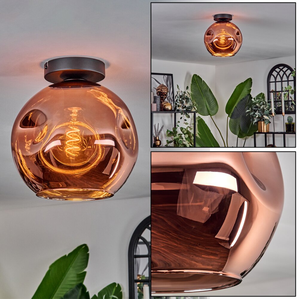 Ripoll Plafondlamp - Glas 25 cm Koperkleurig, 1-licht main product photo