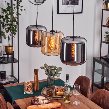 Lauden Hanger - Glas 25 cm Amber, Chroom, 3-lichts