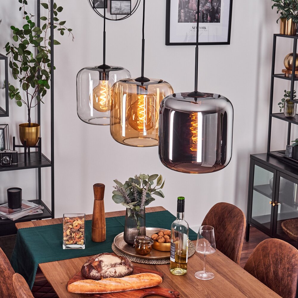 Lauden Hanger - Glas 25 cm Amber, Chroom, Duidelijk, 3-lichts main product photo