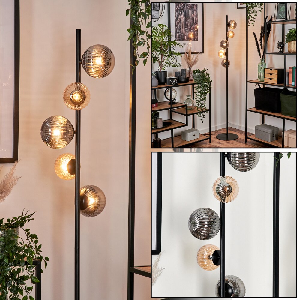 Remaisnil Staande lamp - Glas 10 cm, 12 cm Zwart, 5-lichts main product photo