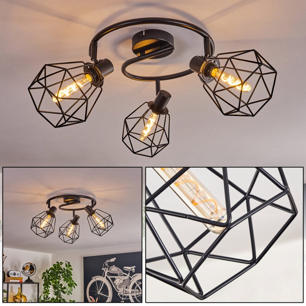 Yaak Plafondlamp Zwart, 3-lichts main product photo
