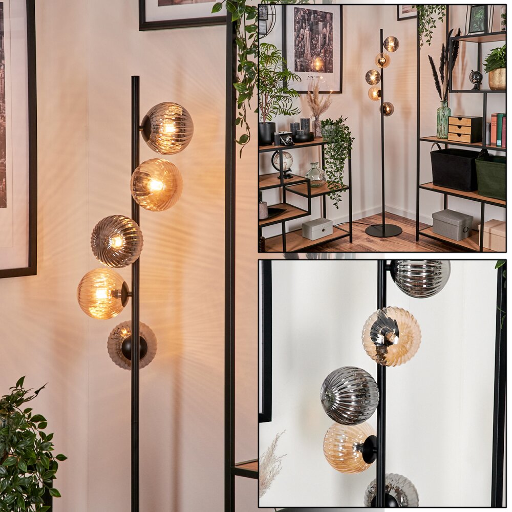 Remaisnil Staande lamp - Glas 12 cm Zwart, 5-lichts main product photo