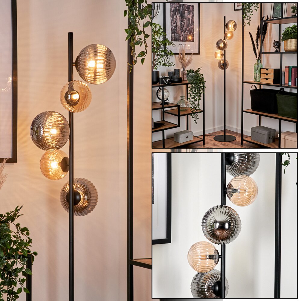 Remaisnil Staande lamp - Glas 12 cm, 15 cm Zwart, 5-lichts main product photo