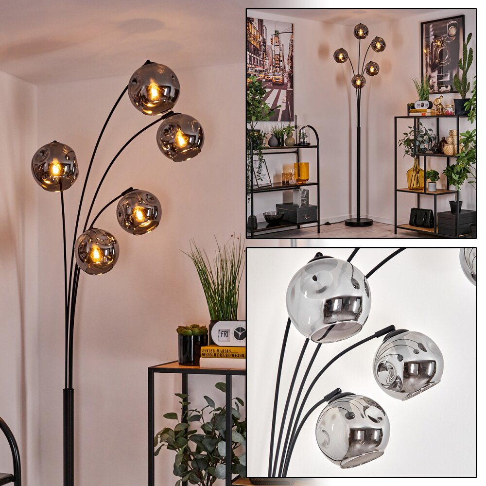 Ripoll Staande lamp - Glas 15 cm Rookkleurig, 5-lichts main product photo