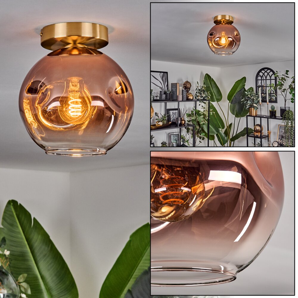 Ripoll Plafondlamp - Glas 20 cm Goud, Zwart, 1-licht main product photo