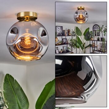 Ripoll Plafondlamp - Glas 25 cm Goud, Zwart, 1-licht Ripoll Plafondlamp - Glas 25 cm Goud, Zwart, 1-licht