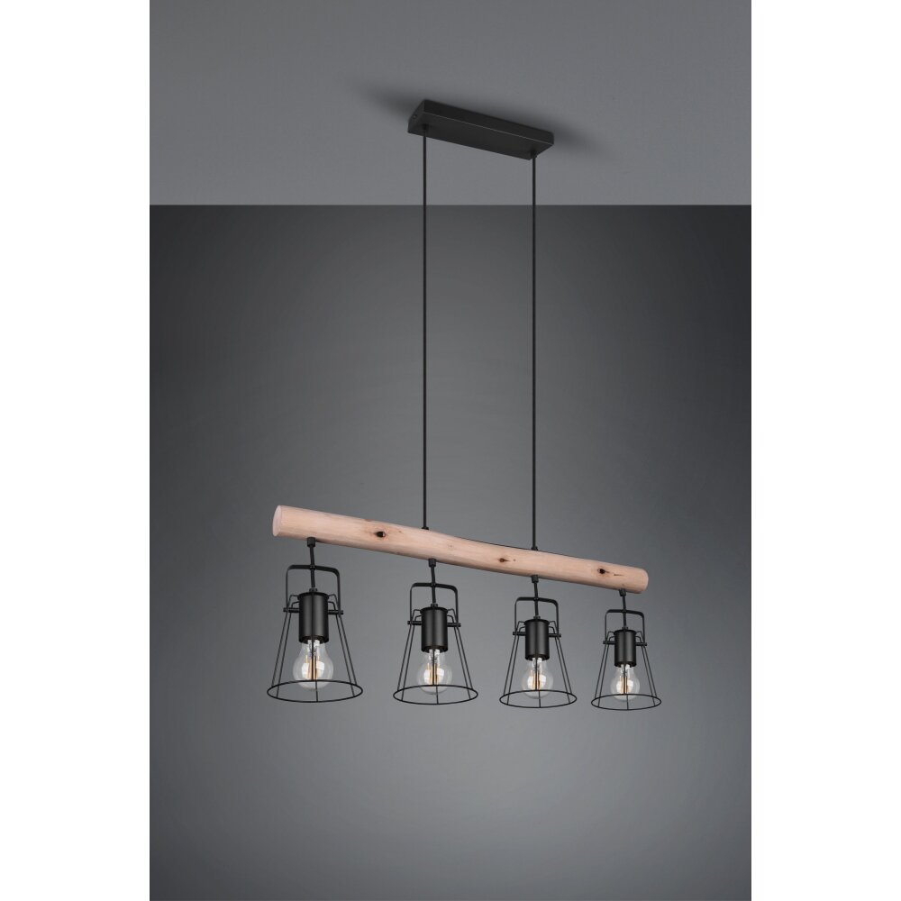 Reality Jaipur Hanglamp Zwart, 4-lichts