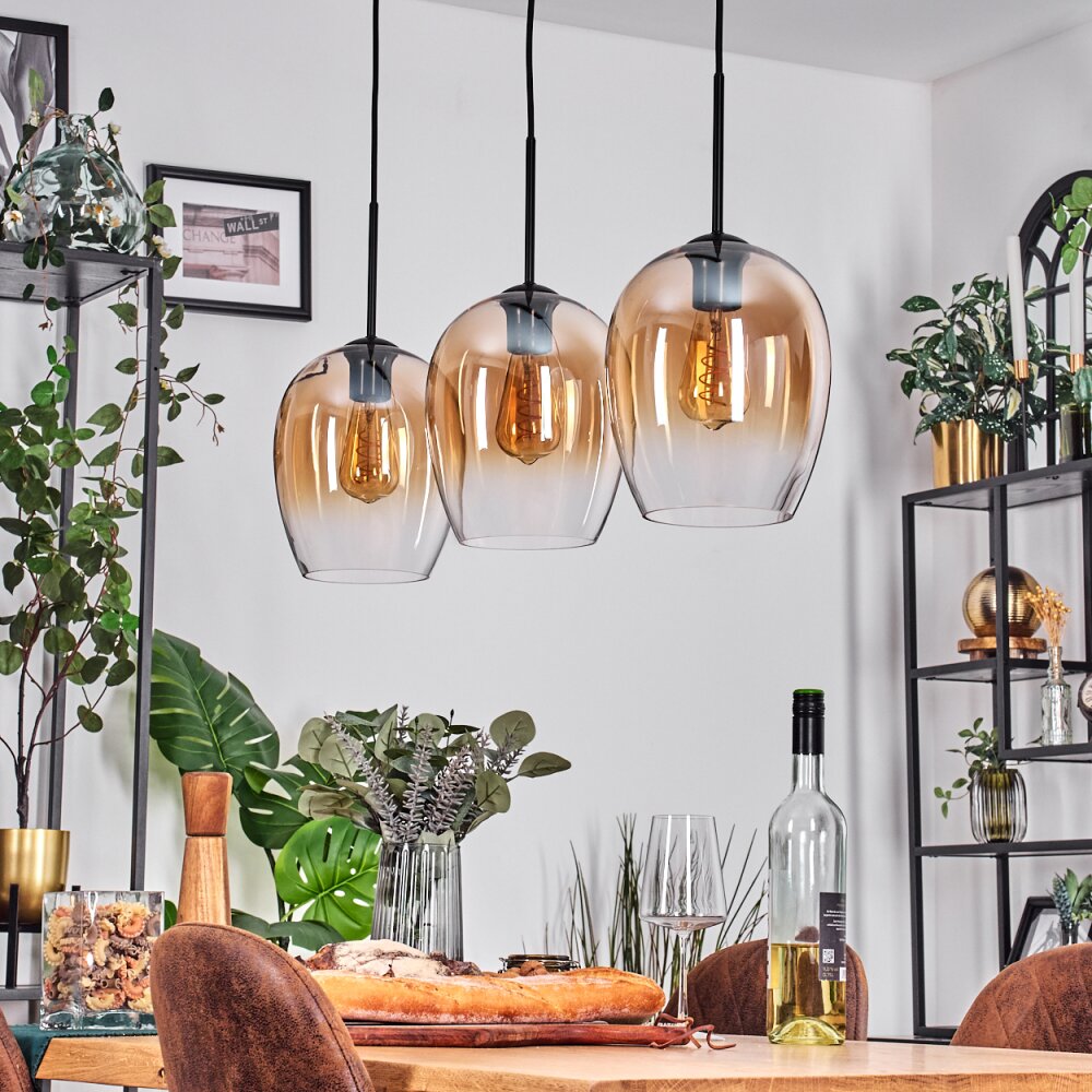 Vevino Hanglamp Amber, Duidelijk, 3-lichts