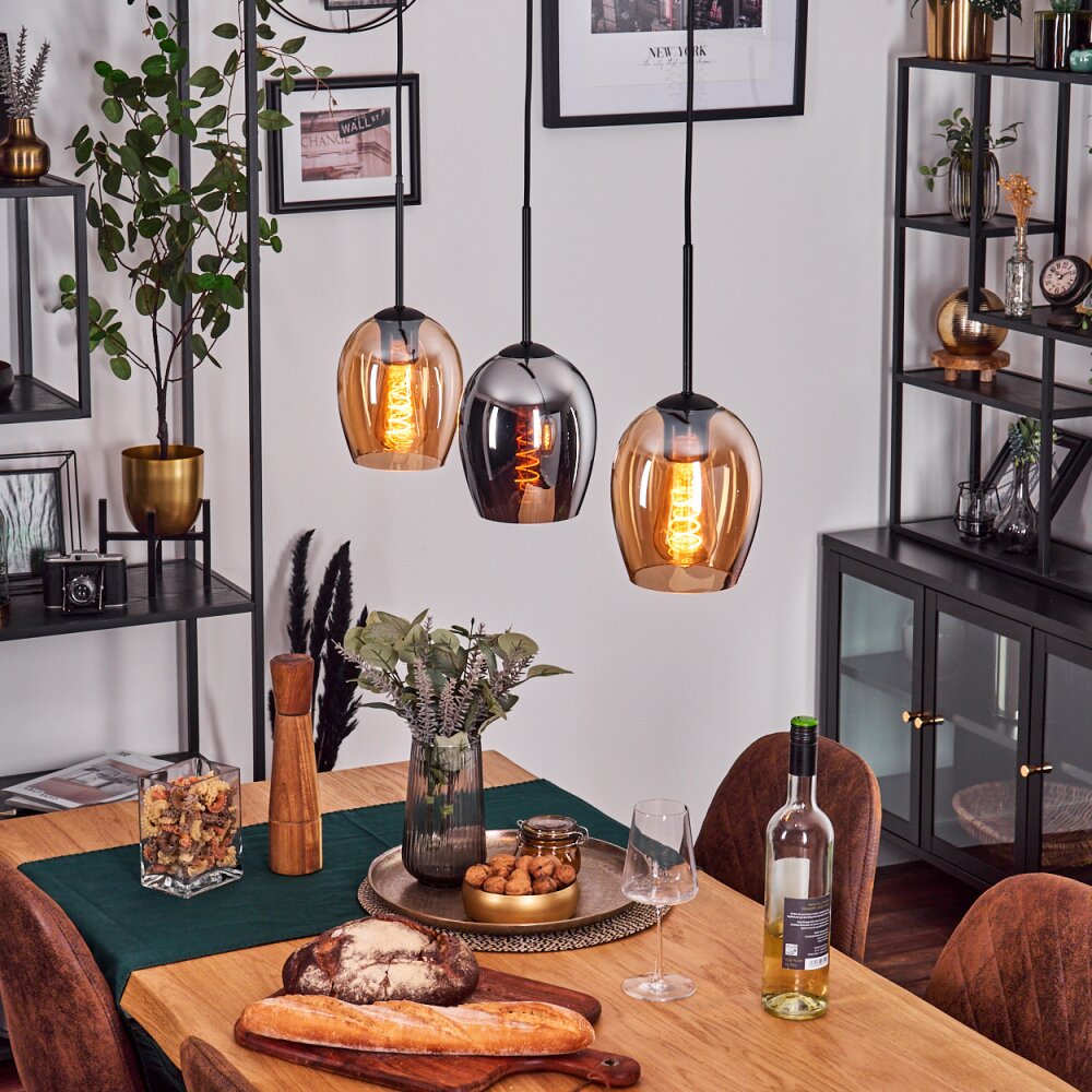 Vevino Hanglamp Zwart, 3-lichts main product photo