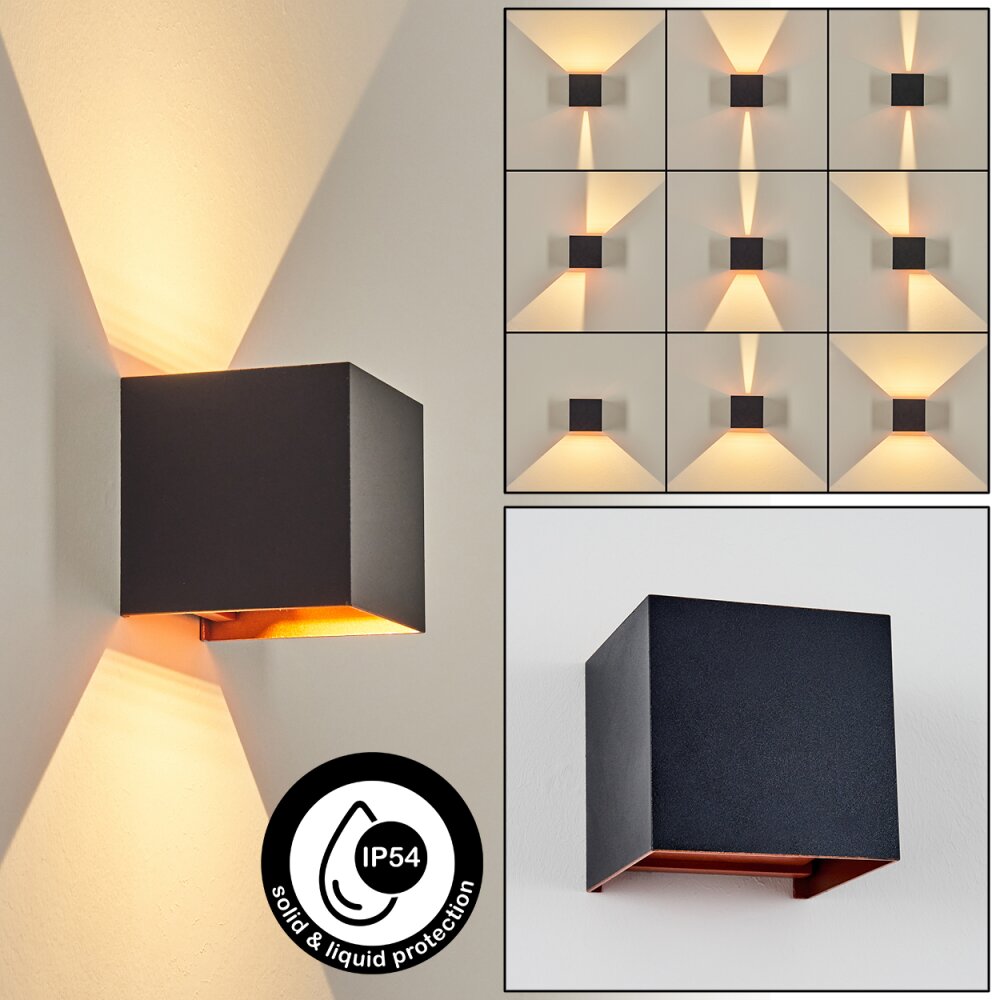 Tamarin Wandlamp voor buiten, Licht omhoog & omlaag, Wandlamp LED Koperkleurig, Zwart, 1-licht main product photo