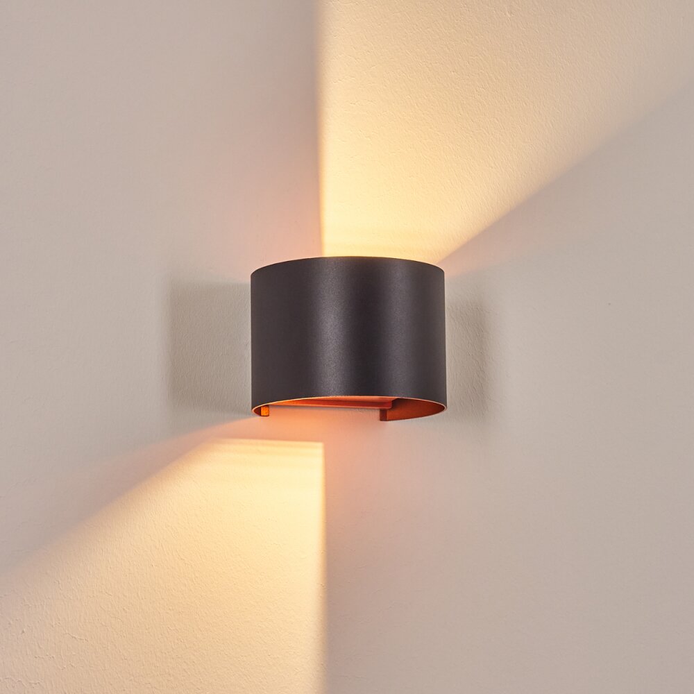 Tamarin Wandlamp voor buiten, Licht omhoog & omlaag, Wandlamp LED Koperkleurig, Zwart, 1-licht