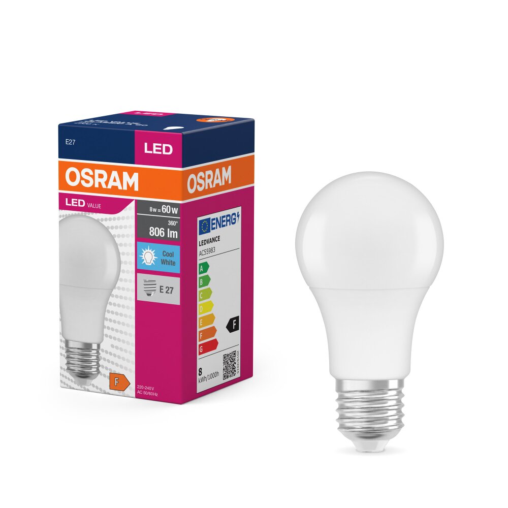 Osram E27 LED 8.5 Watt neutraal wit 806 Lumen main product photo