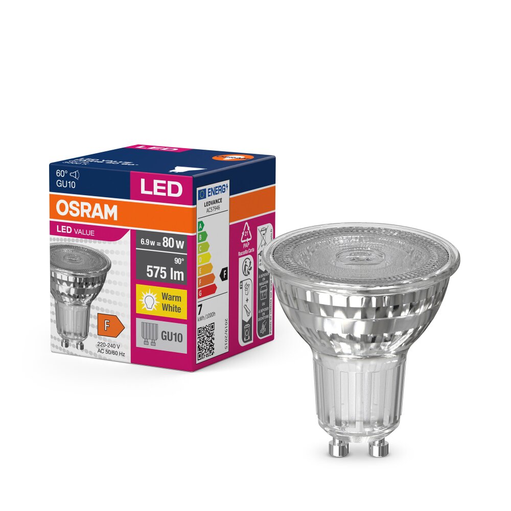 Osram GU10 LED 6.9 Watt warm wit 575 Lumen main product photo