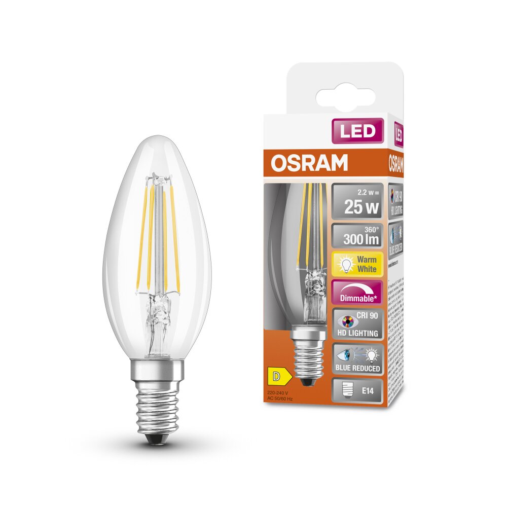 Osram E14 LED 2.2 Watt warm wit dimbaar 300 Lumen main product photo
