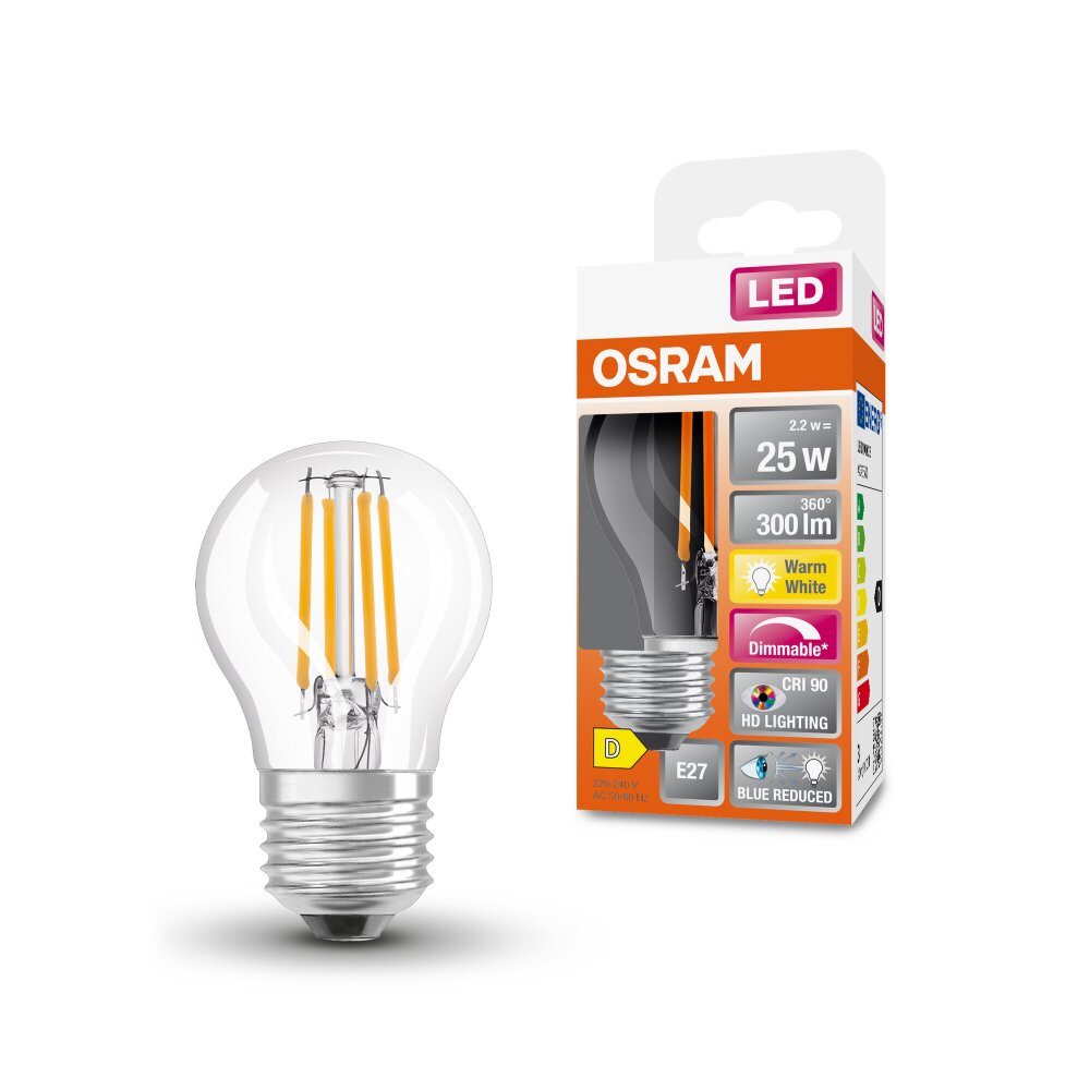 Osram E27 LED 2.2 Watt warm wit dimbaar 300 Lumen main product photo