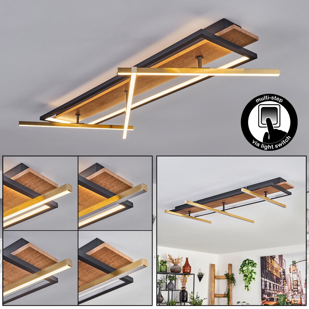 Cascada Plafondlamp LED Messing, Natuurlijke kleuren, Zwart, 1-licht main product photo