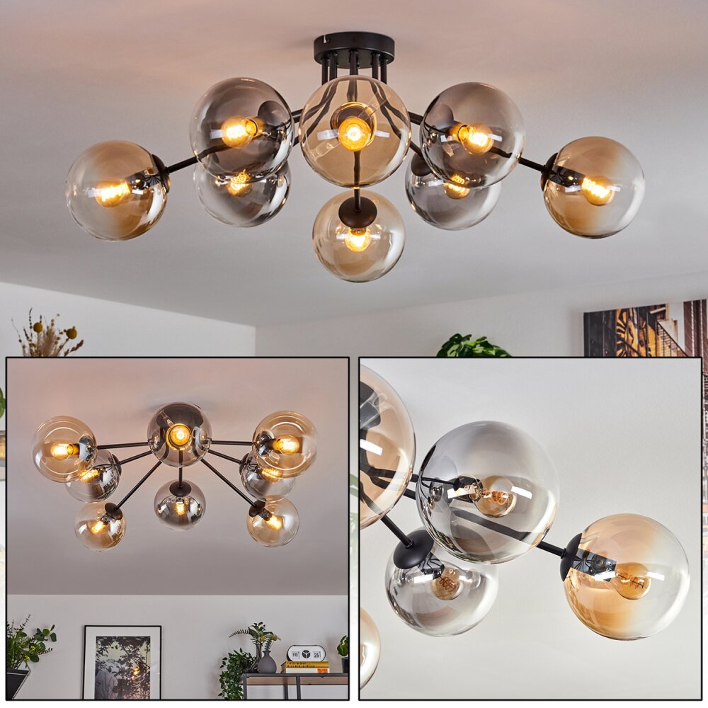 Gastor Plafondlamp 87 cm Zwart, 8-lichts main product photo