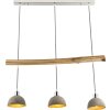 Globo Jebel Hanger Hout licht, Nikkel mat, 3-lichts