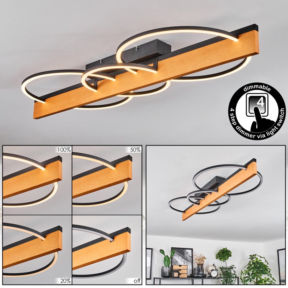 Pompu Plafondlamp LED Natuurlijke kleuren, Zwart, 1-licht main product photo