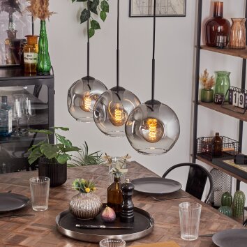 Ripoll Hanglamp Duidelijk, Rookkleurig, 3-lichts Ripoll Hanglamp Duidelijk, Rookkleurig, 3-lichts