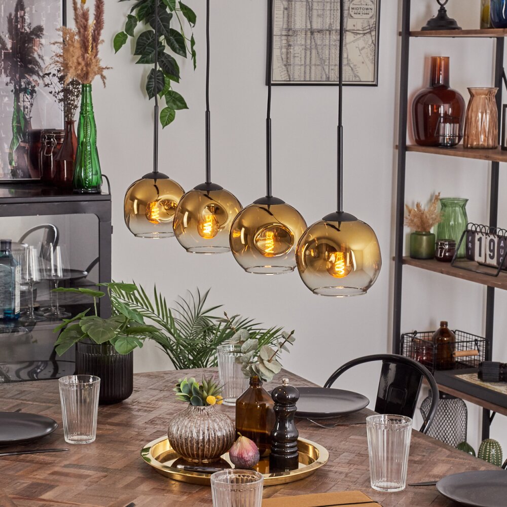 Ripoll Hanglamp Goud, Duidelijk, 4-lichts main product photo