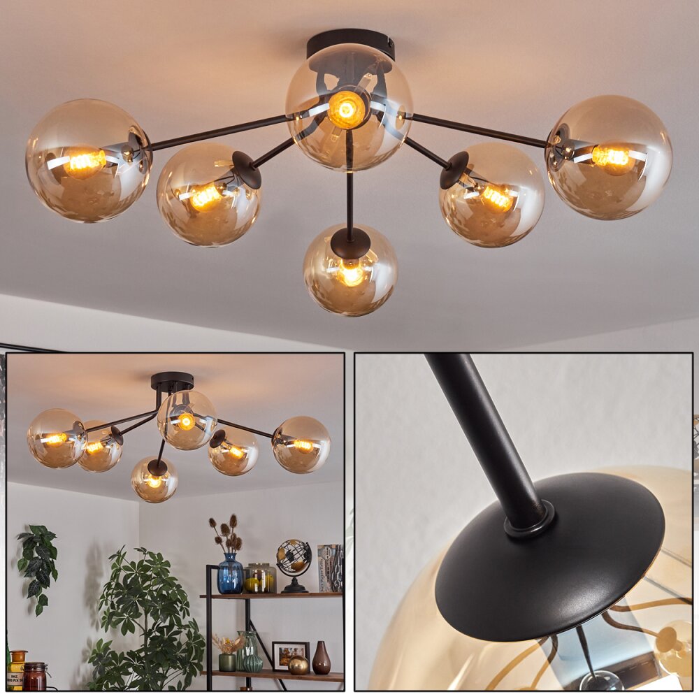 Gastor Plafondlamp 74 cm Amber, Duidelijk, 6-lichts main product photo