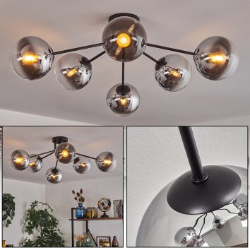Gastor Plafondlamp 74 cm Chroom, Duidelijk, Rookkleurig, 6-lichts