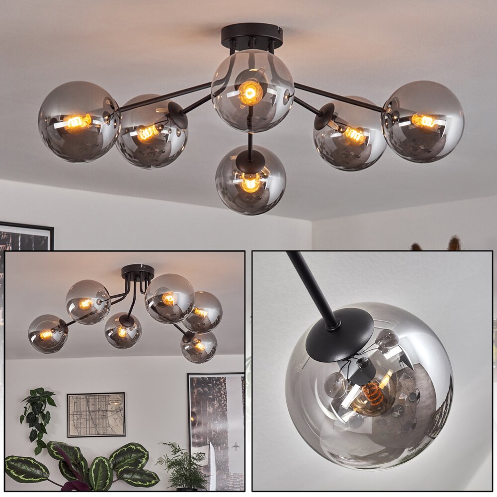 Gastor Plafondlamp 74 cm Rookkleurig, 6-lichts main product photo