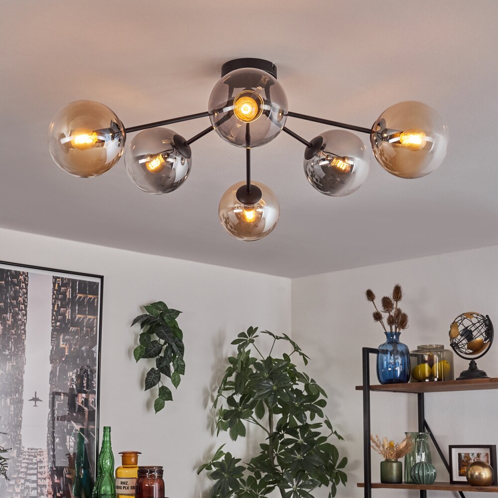 Gastor Plafondlamp 74 cm Amber, Duidelijk, Rookkleurig, 6-lichts