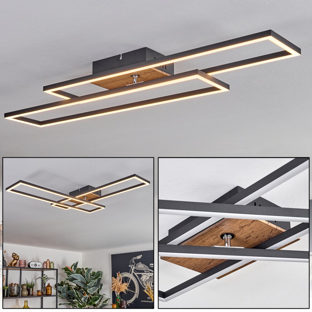 Macos Plafondlamp, Plafondspot LED Bruin, houtlook, Zwart, 1-licht main product photo