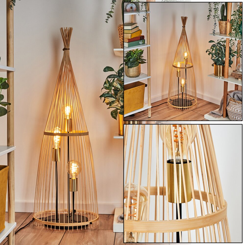 Staby Staande lamp Goud, Zwart, 3-lichts main product photo