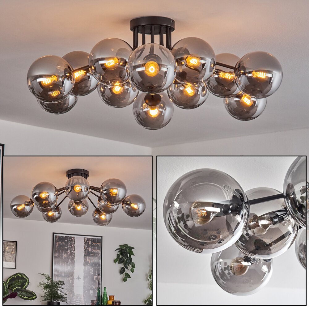 Gastor Plafondlamp Rookkleurig, 12-lichts main product photo
