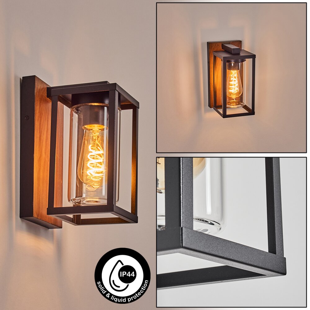 Portalis Wandlamp voor buiten Bruin, houtlook, Zwart, 1-licht main product photo