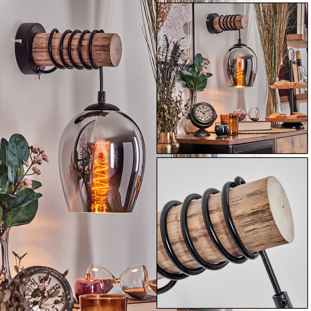 Vevino Kogellampje, Wandlamp Natuurlijke kleuren, Zwart, 1-licht main product photo