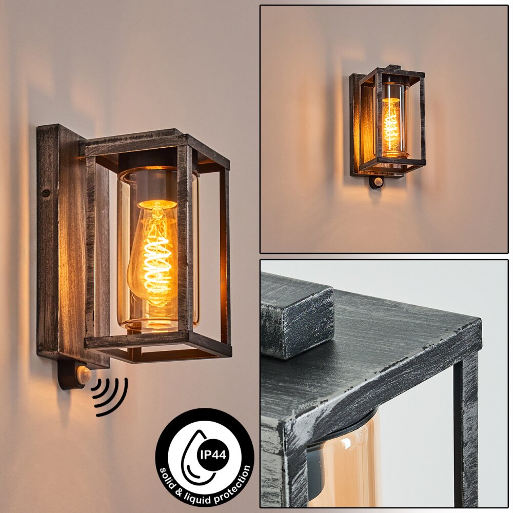 Portalis Wandlamp voor buiten Zwart, Zilver, 1-licht, Bewegingsmelder main product photo