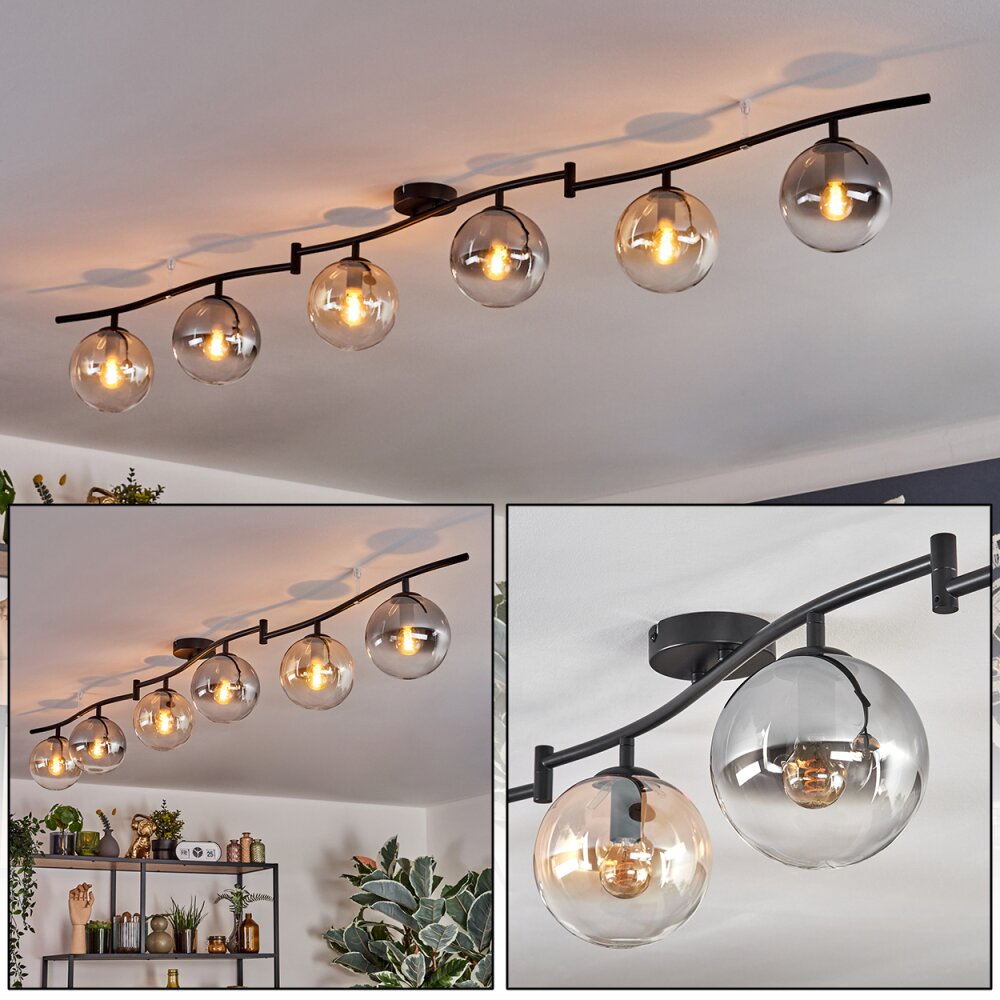 Gastor Plafondlamp, Kogellampje Amber, Duidelijk, Rookkleurig, 6-lichts main product photo