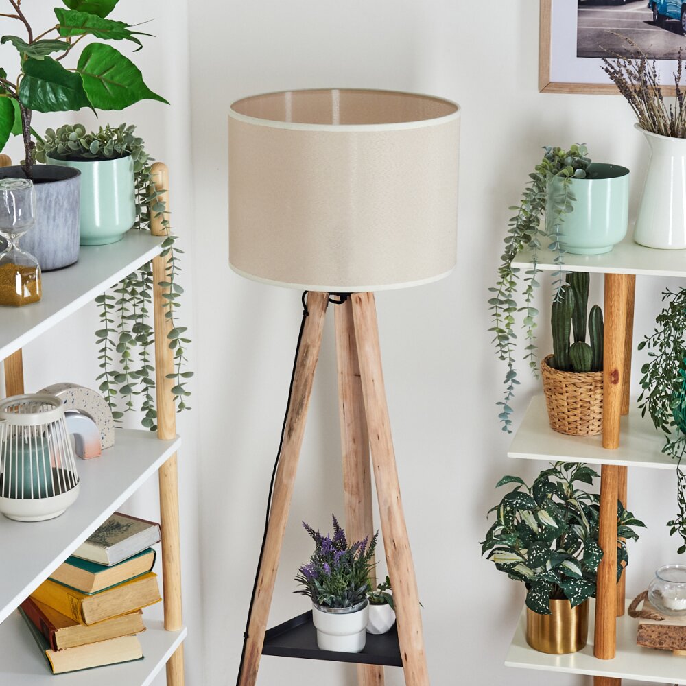Bassagoda Staande lamp Natuurlijke kleuren, Zwart, 1-licht