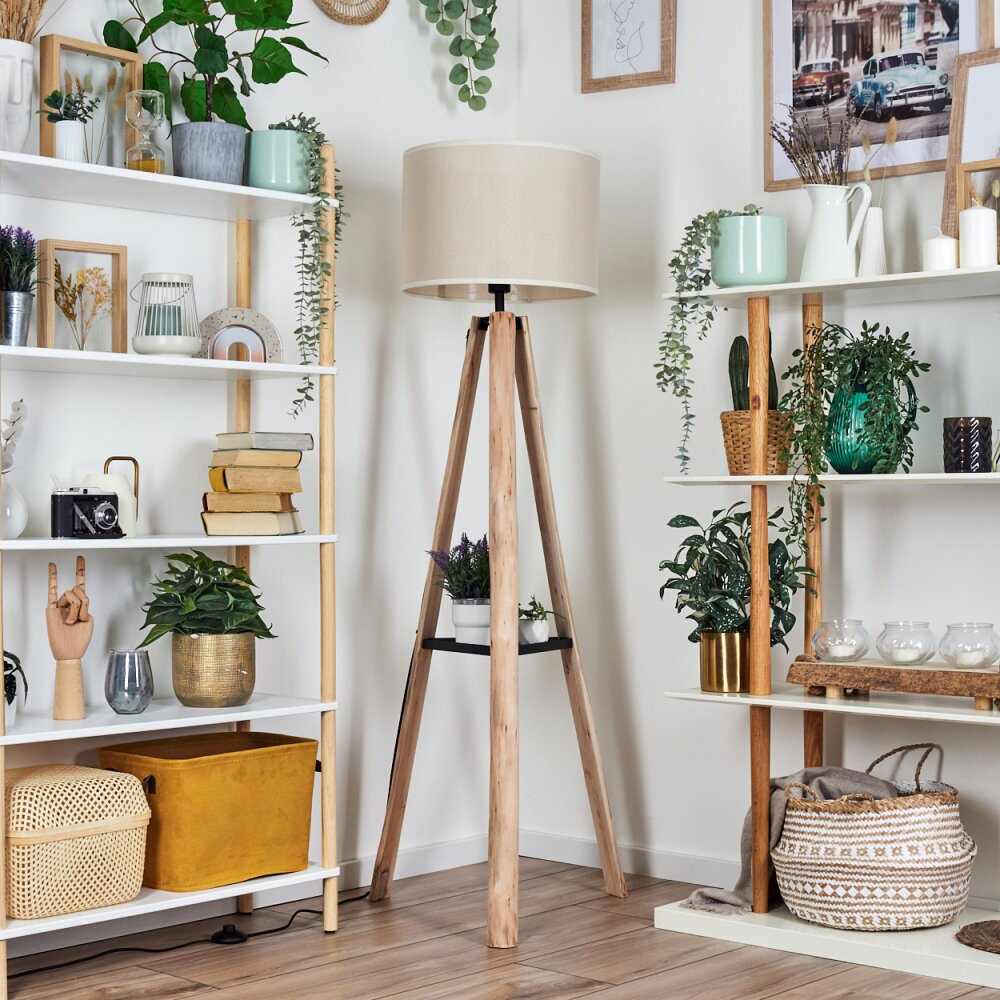 Bassagoda Staande lamp Natuurlijke kleuren, Zwart, 1-licht