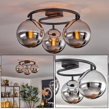 Gastor Plafondlamp, Kogellampje Chroom, Rookkleurig, 3-lichts