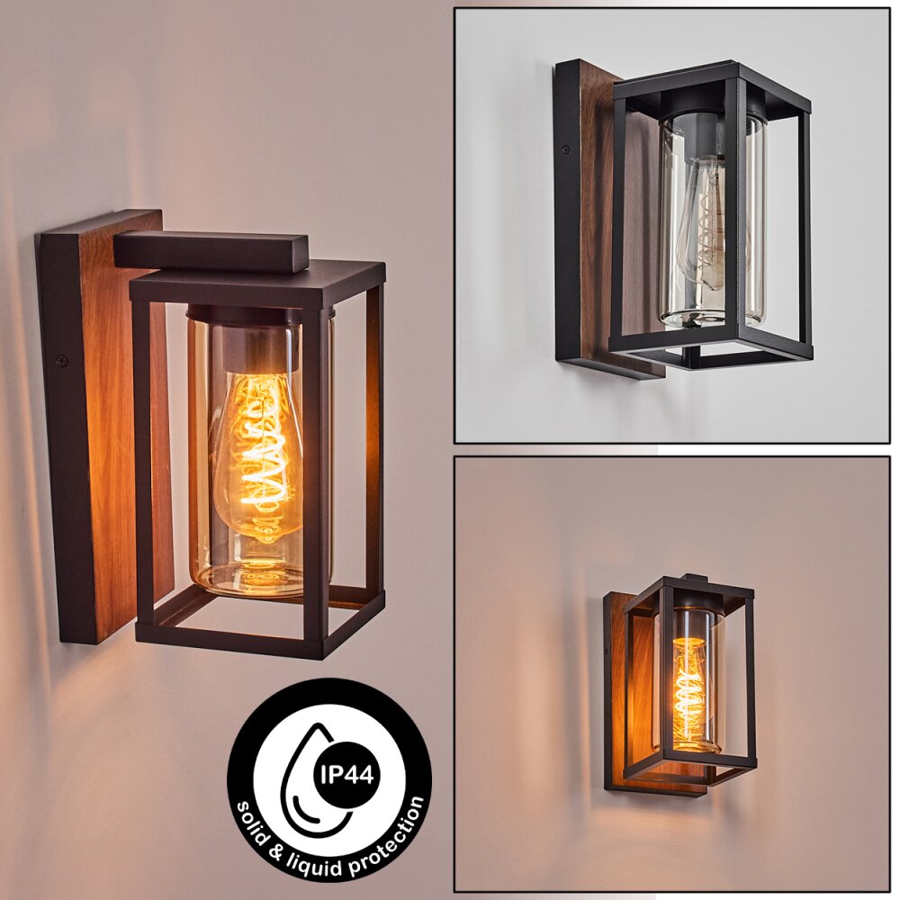 Portalis Wandlamp voor buiten Bruin, houtlook, Zwart, 1-licht main product photo