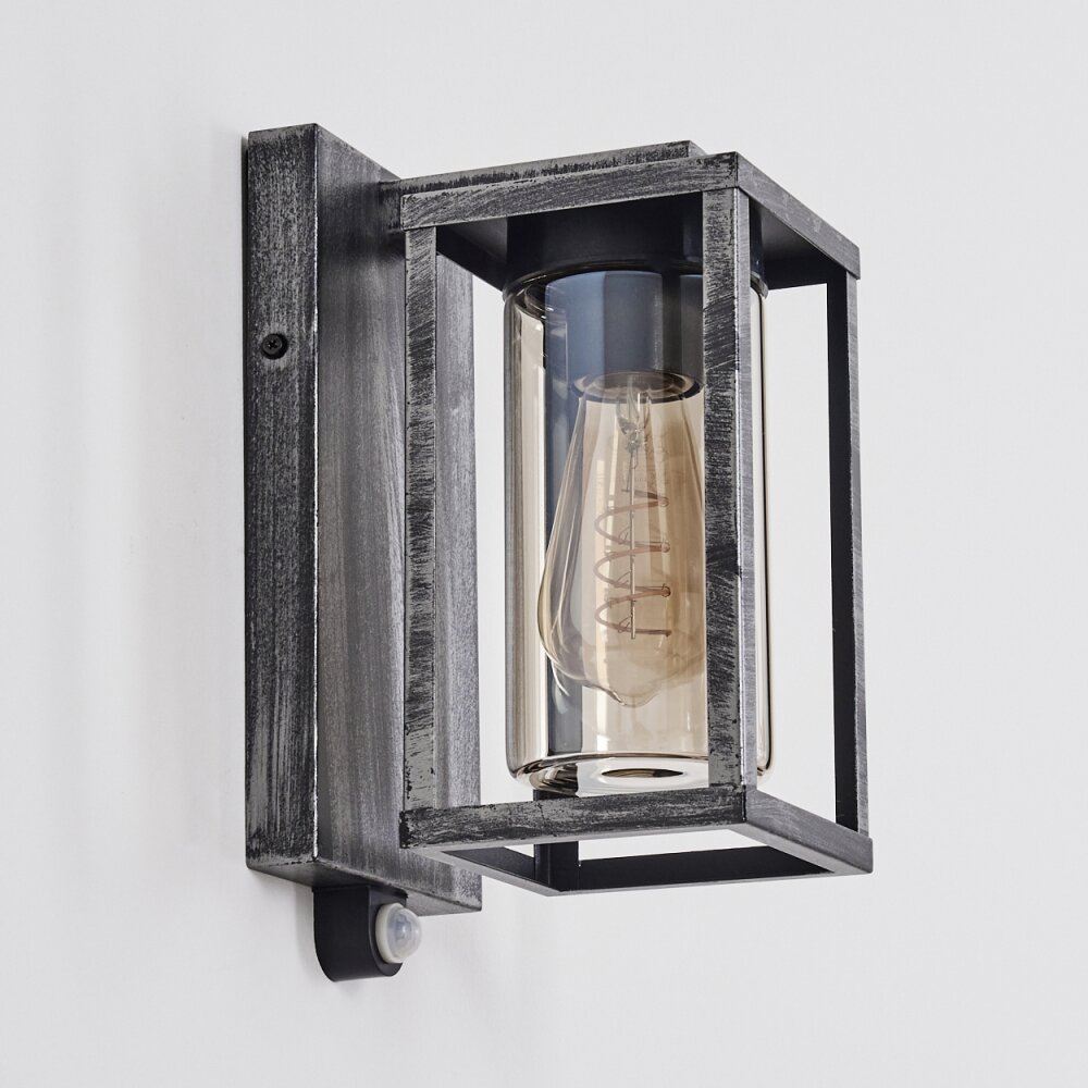 Portalis Wandlamp voor buiten Zwart, Zilver, 1-licht, Bewegingsmelder
